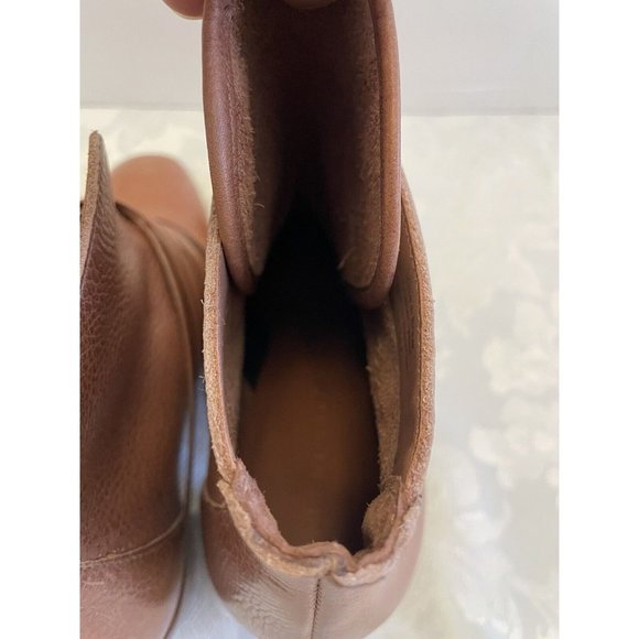 Bernardo Felicity Brown Leather Boots Stacked Heal Size 8.5 M Slip On Comfort - Picture 5 of 16